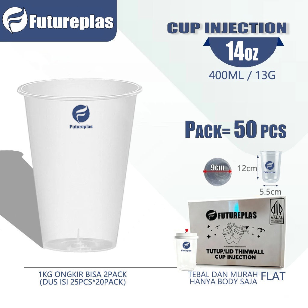 Jual FUTUREPLAS (CUP 50 pcs) Cup Injection FLATl 14oz 400ML/13G - Cup ...