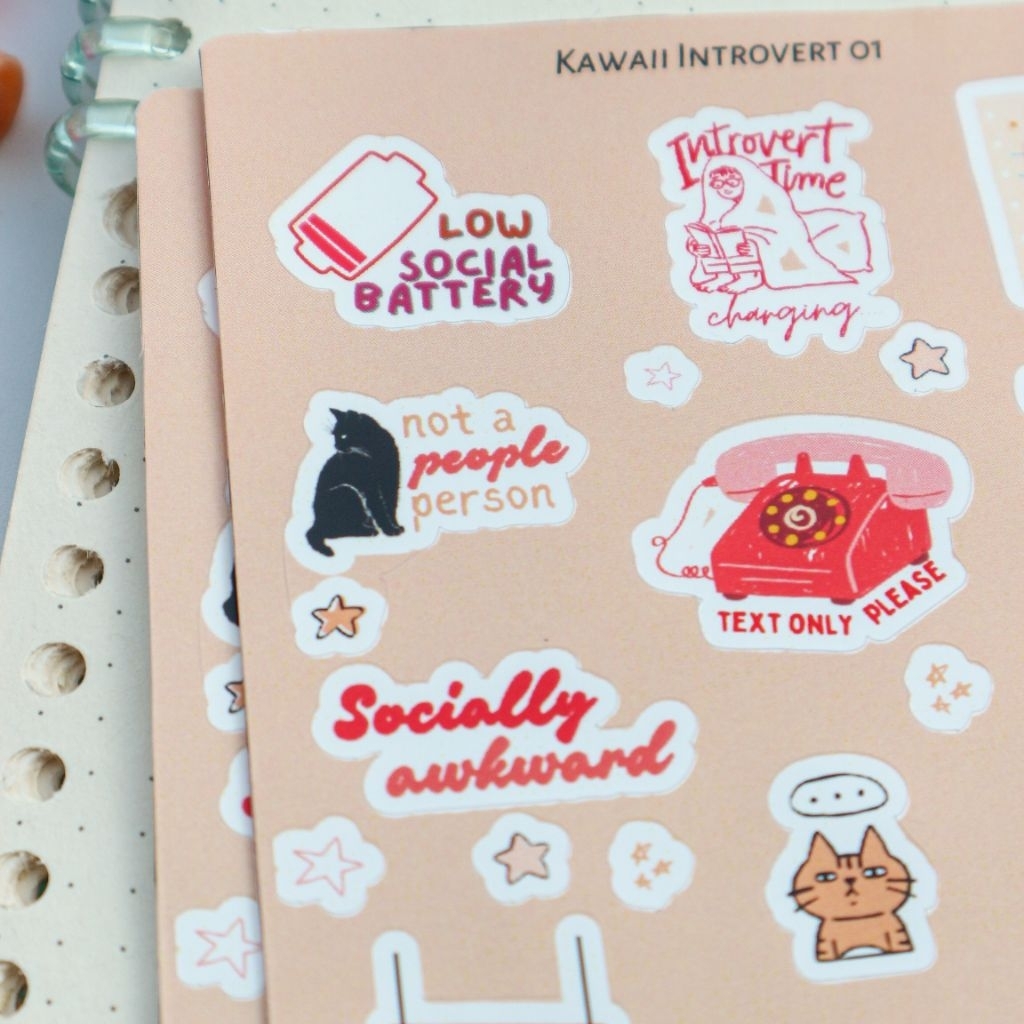 Jual Sticker Kawaii Introvert | Sticker Geng Introvert Cute Vinyl ...
