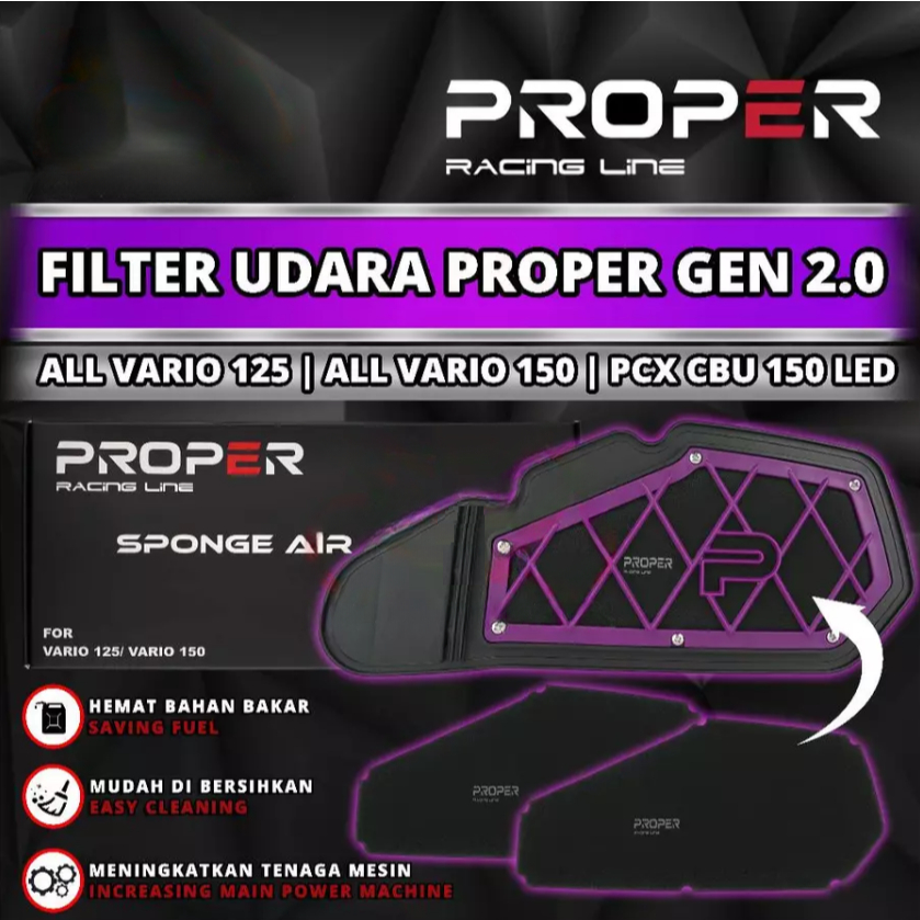 Jual Proper Sponge Air Filter Gen 2 Honda Vario 125, Vario 150, Vario ...