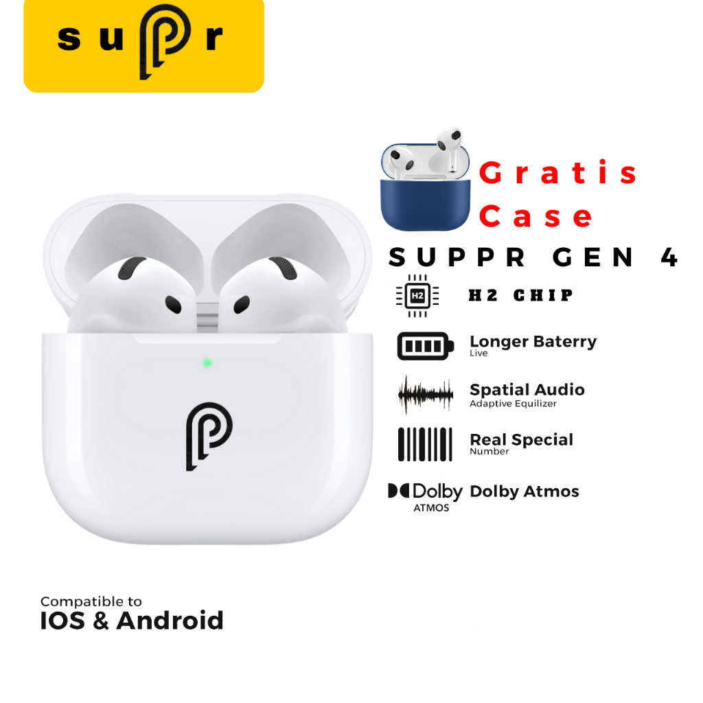 Jual Headset TWS 4 Wireless Charging Case TWS Bluetooth Earpods support ...