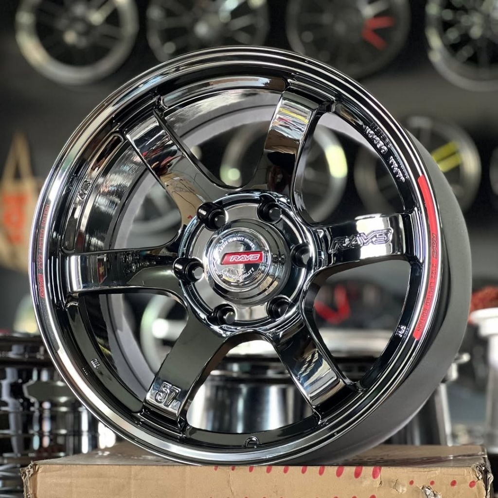 Jual velg racing ring 18 RAYS 57 BLACK CROME R18 velg mobil Ford ranger ...