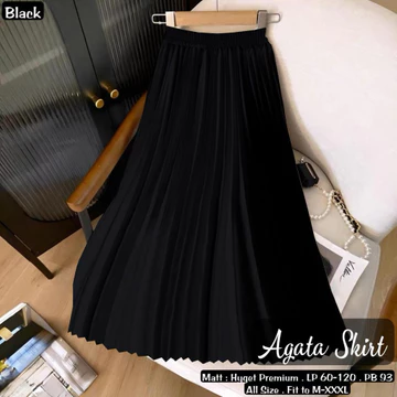 Agata Skirt Plisket Polos Premium Halus Remaja Dewasa Kuliah Ootd Outfit Hijab Trend