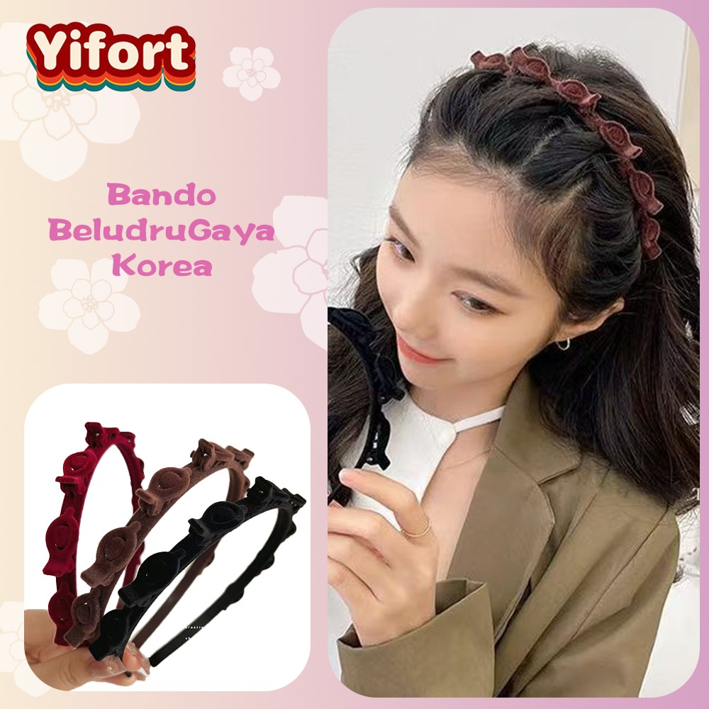 Jual Yifort Bando Rambut 2in1 Jepit Beludru Premium Dan Bando Jepit ...