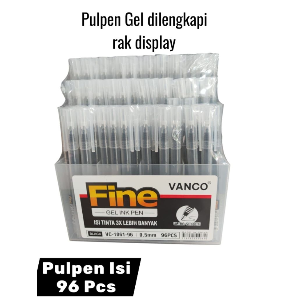 Jual Pulpen gel dilengkapi dengan rak display mika bersekat isi 96 pcs ...