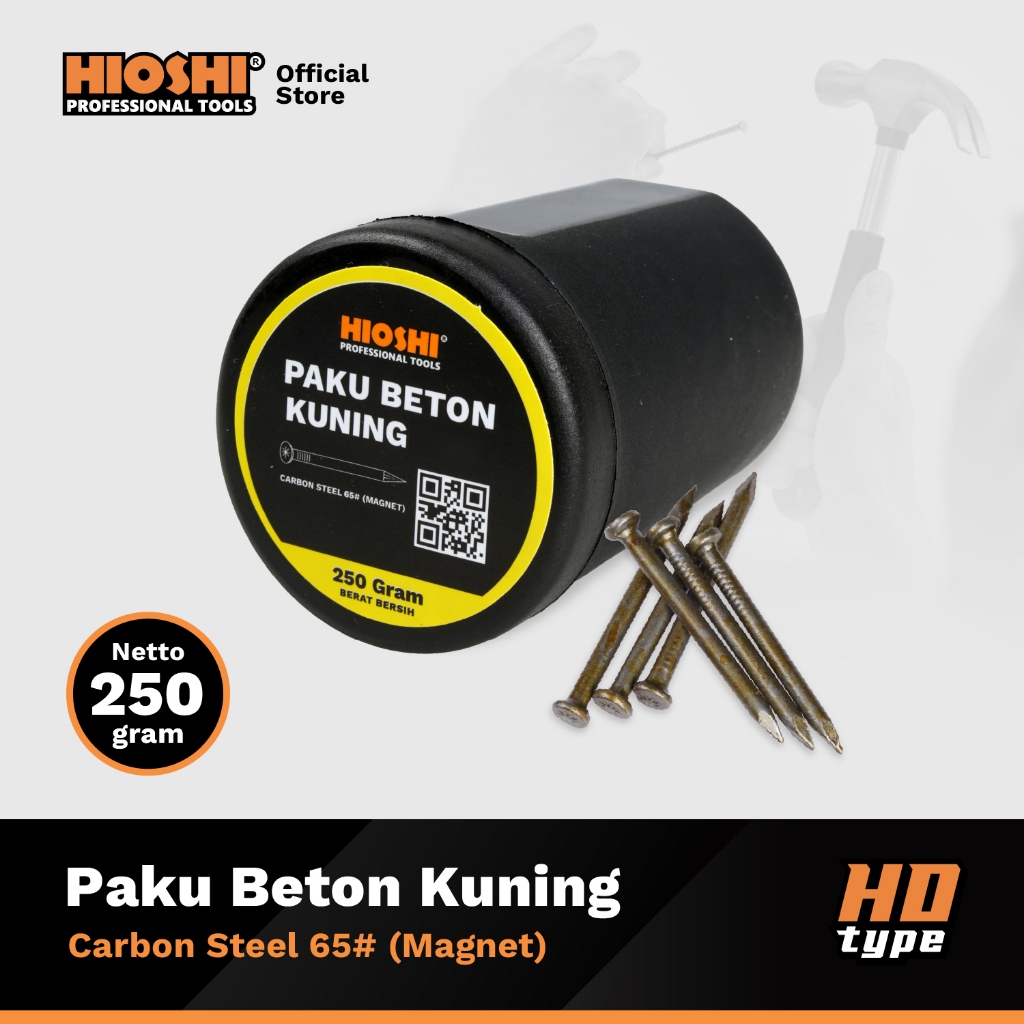 Jual HIOSHI /250gram/Paku Beton/KUNING/Baja/Tembok/Cor/ 1