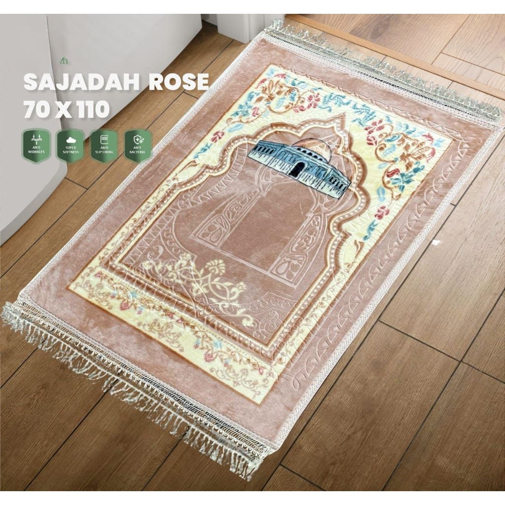 Sajadah Turki Premium Bludru Tebal dan lembut Uk 70x110cm / Sajadah Rose