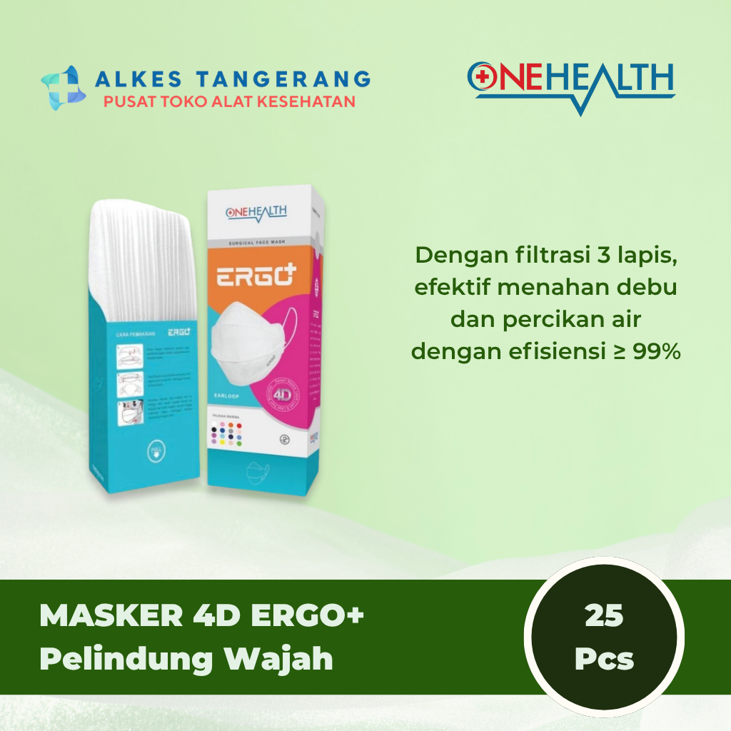 Jual Onehealth Masker 4D Ergo+ 3ply Isi 25 Pcs Per Box | Shopee Indonesia