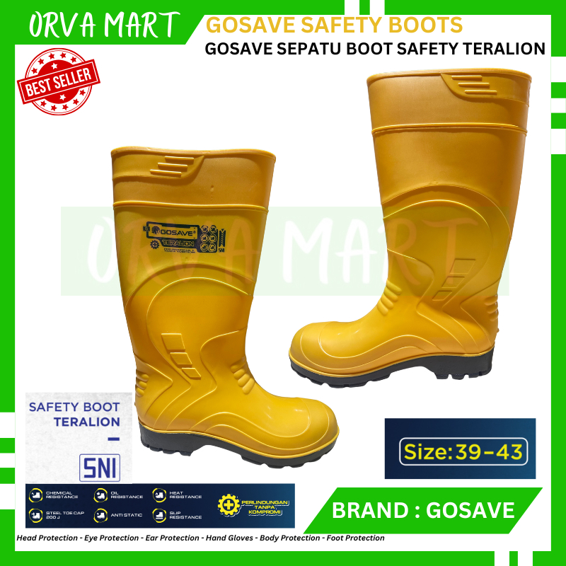 Jual Gosave Sepatu Boot Safety Karet SNI Ujung Besi Teralion Steel Toe ...