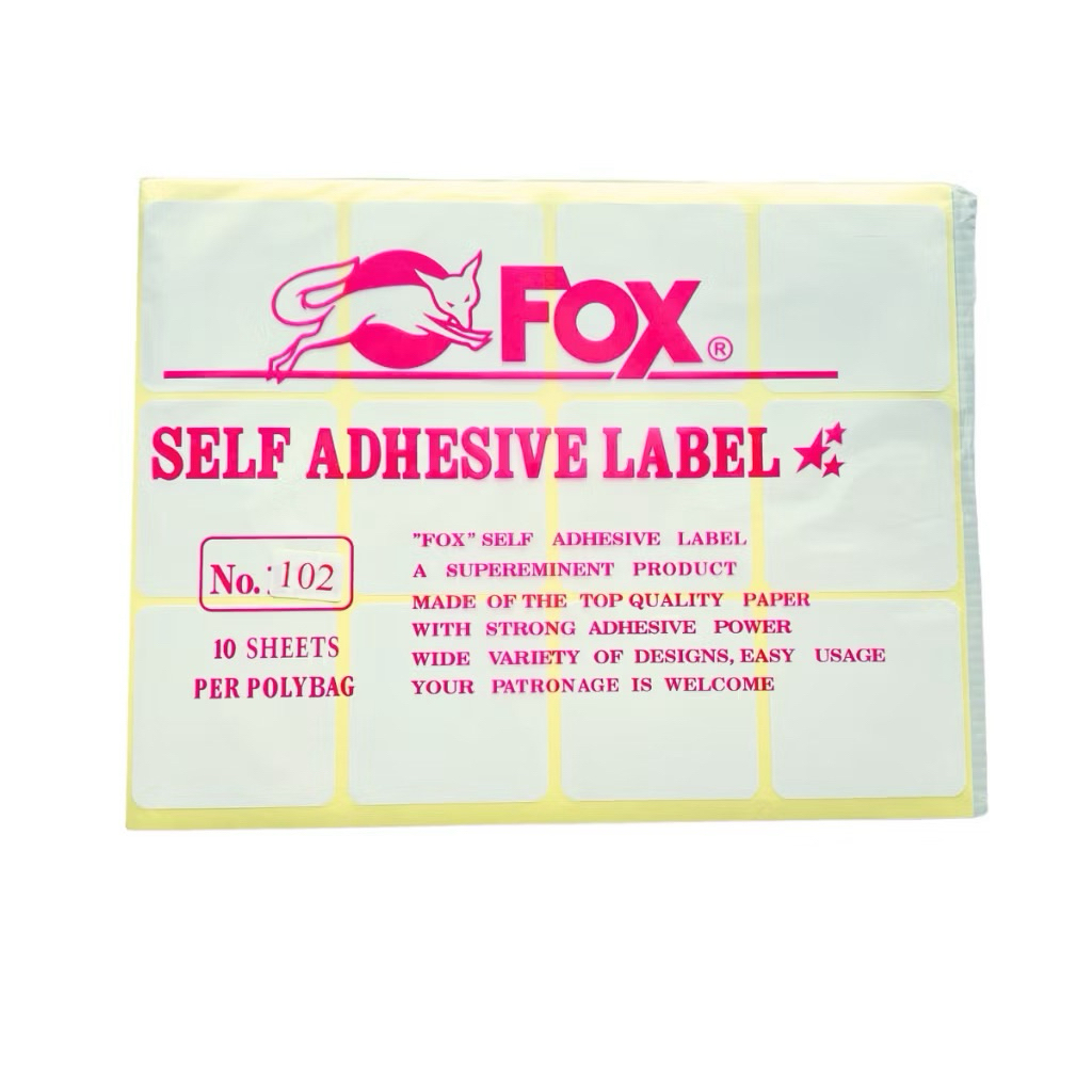 Jual label fox no 102 ukuran 50mm x 50mm | Shopee Indonesia