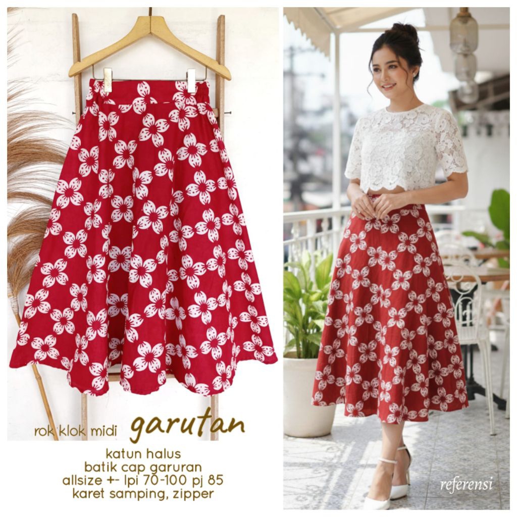 Jual Rok klok MIDI garutan premium ori batik solo | Shopee Indonesia