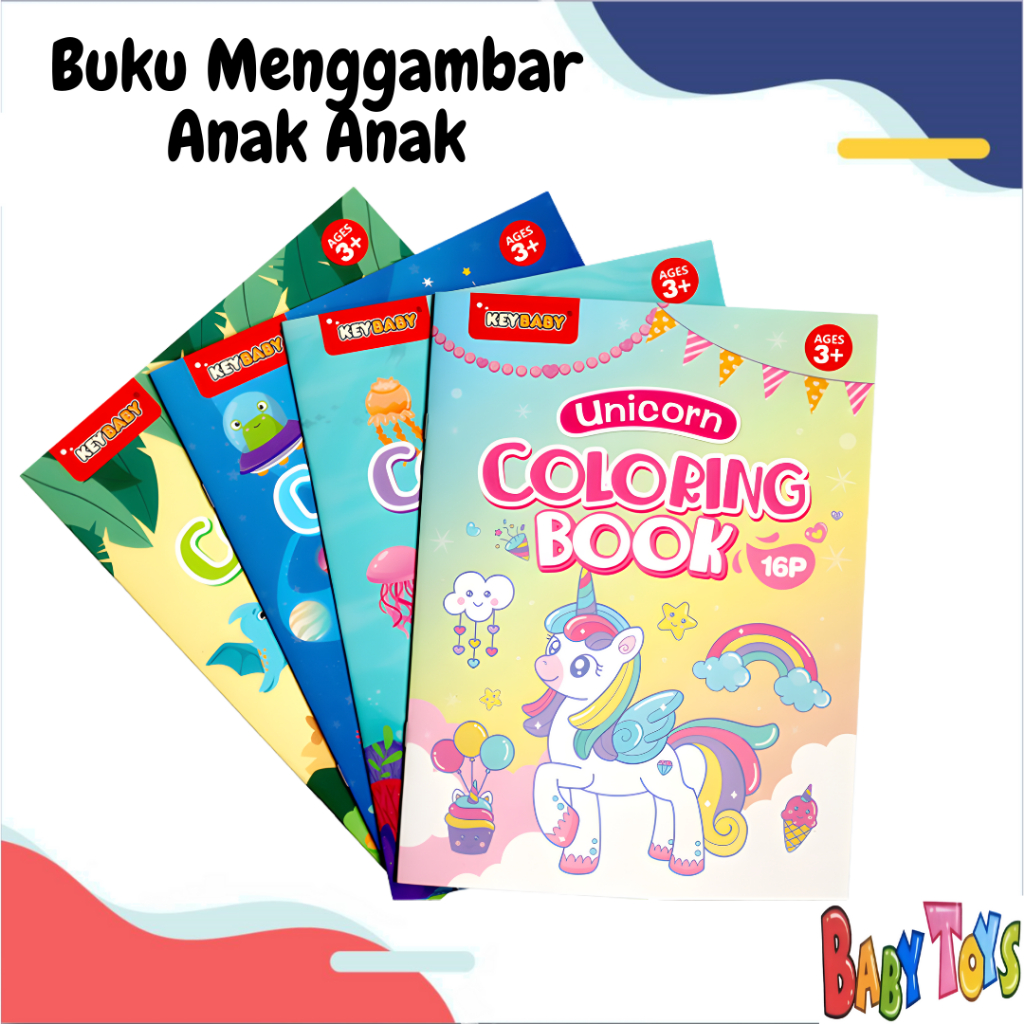 Jual BabyToys Buku Gambar Mewarnai Anak 16 Halaman Mainan Coloring ...