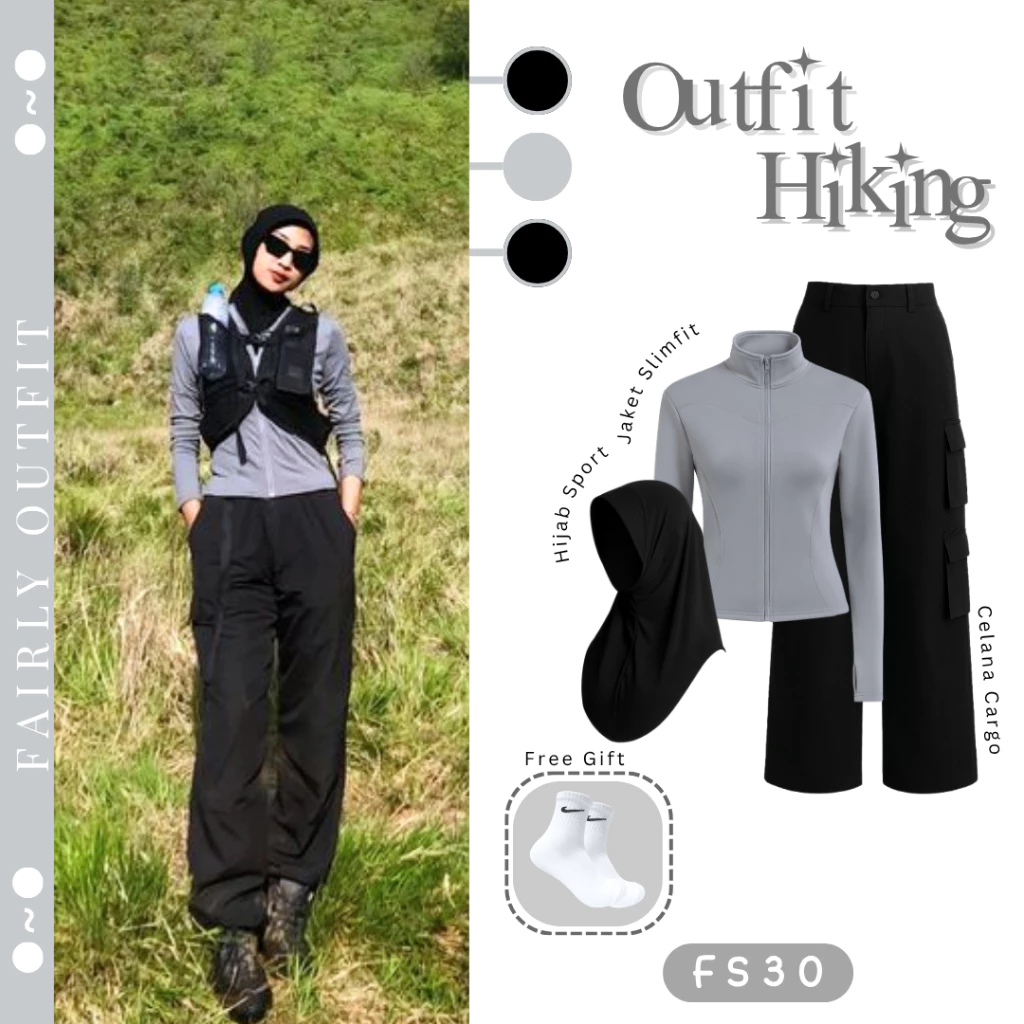 Hani Hiking Set Hijab Kaos Kaki Jacket Celana