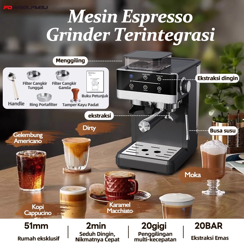 Jual Espresso Machine 20 Level Grinder 20 Bar Kopi Panas & Dingin Dual ...