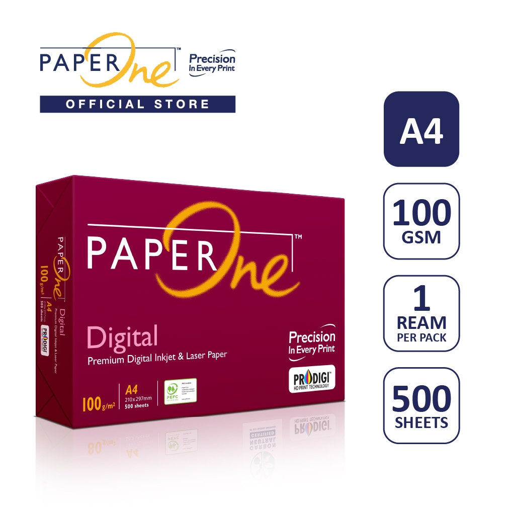PaperOne Kertas A4 100gr Digital 1 Rim (500 lembar) Kertas HVS A4 Kertas Fotocopy
