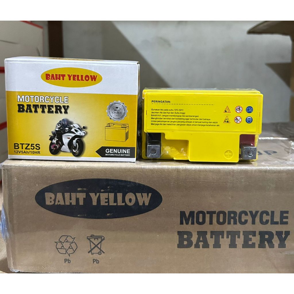 Jual Aki Kering BAHT YELLOW Tipe GTZ5S 12V5Ah/10Hr Untuk Motor