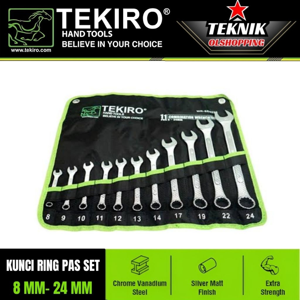 Jual TEKIRO Kunci Combination Wrench Set Kunci Ring Pas Set 11 pcs 8
