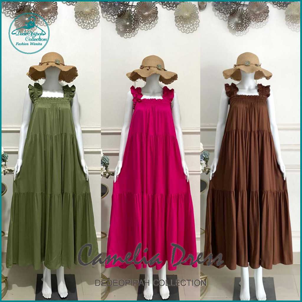 Jual Camellia Dress Daster Simple Terbaru Matt Rayon Twill | Shopee ...