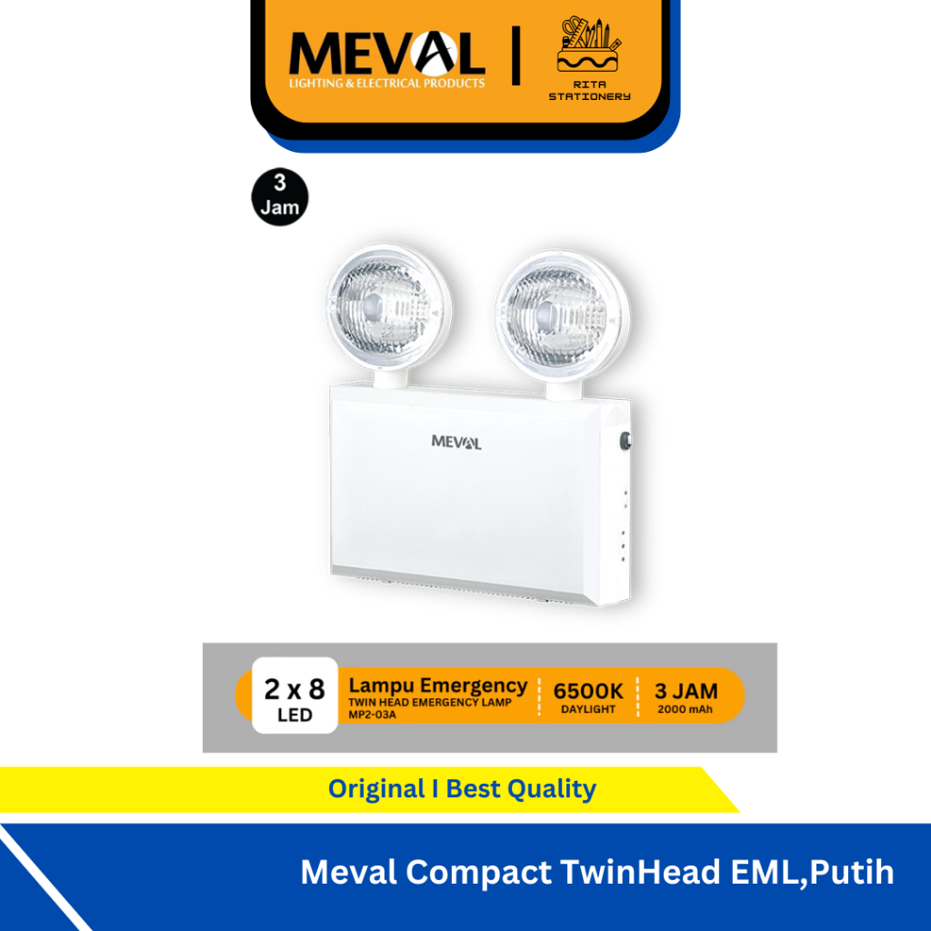 Jual MEVAL Lampu Emergency Compact Twin Head 2x4W - Putih MP2-03A ...