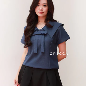ORECCA Soorin Atasan Wanita Lengan Pendek Pita