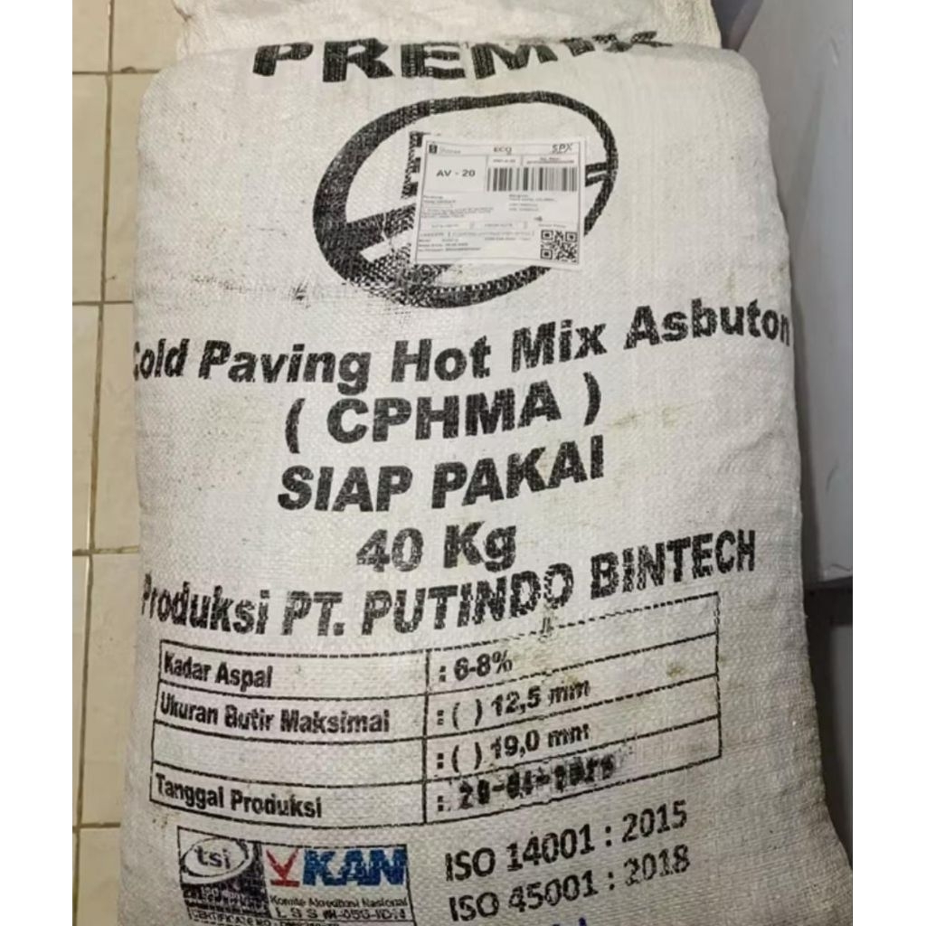 Jual Aspal Dingin Coldmix 40 KG / karung Instan Siap Pakai CPHMA (Grade ...