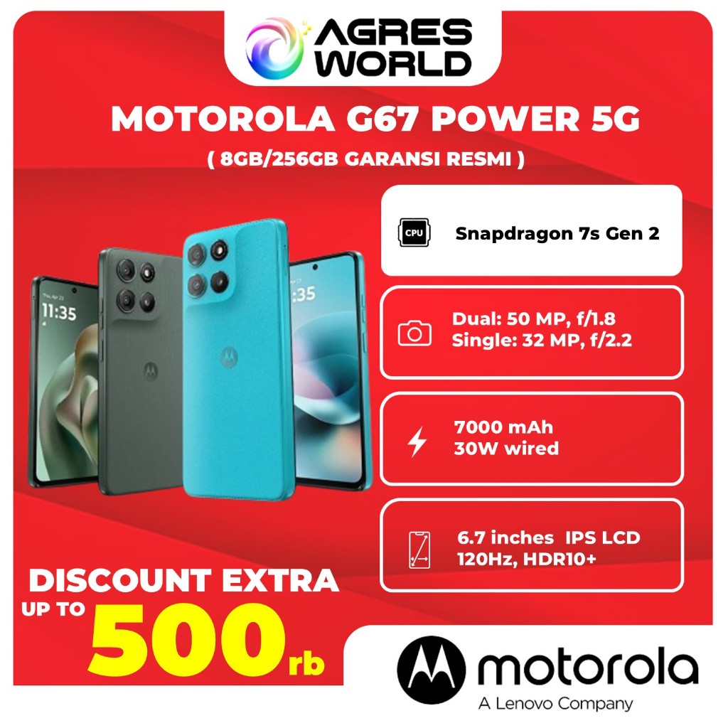Jual Motorola G67 Power 5G 8GB/256GB - Snapdragon7s Gen2 - 7000mAh ...