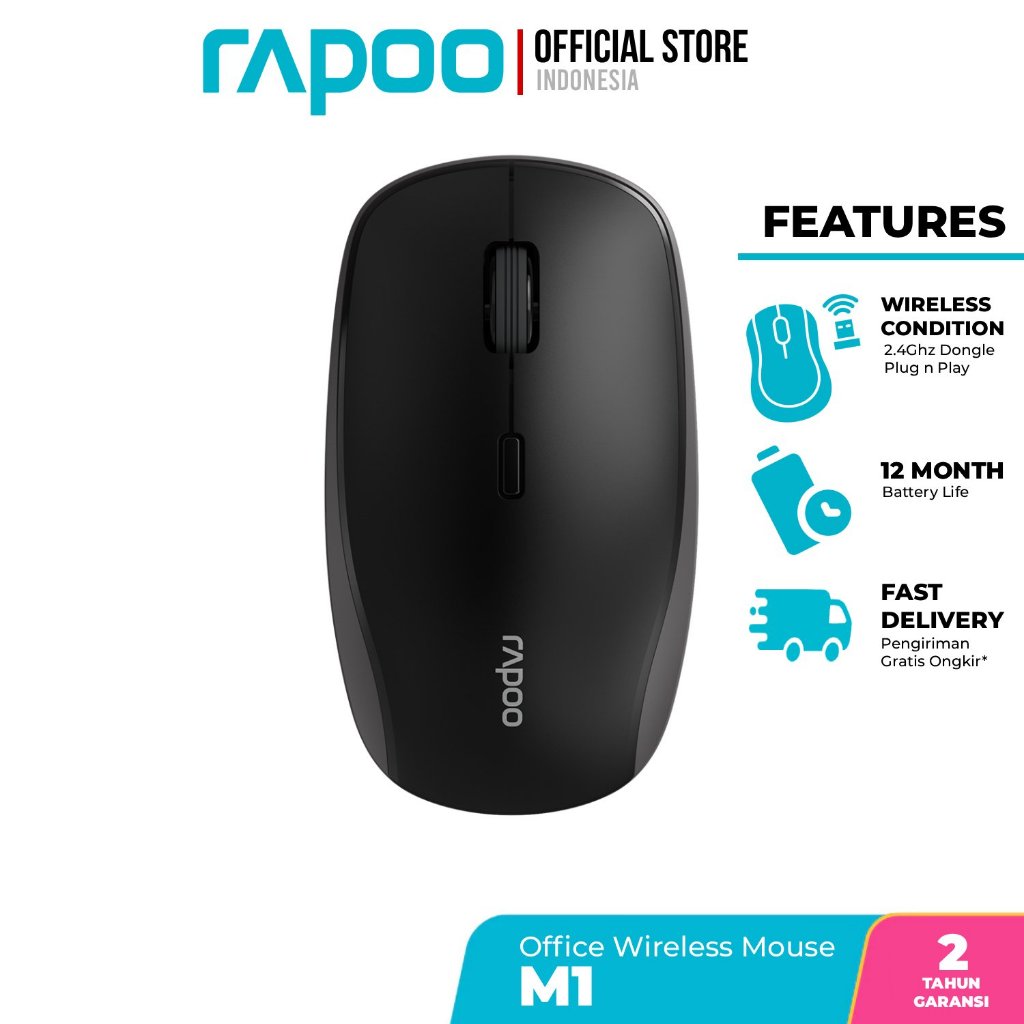 Jual Rapoo Mouse Wireless M1 Koneksi 2.4GHz DPI Switch 800-1600 - Hitam ...