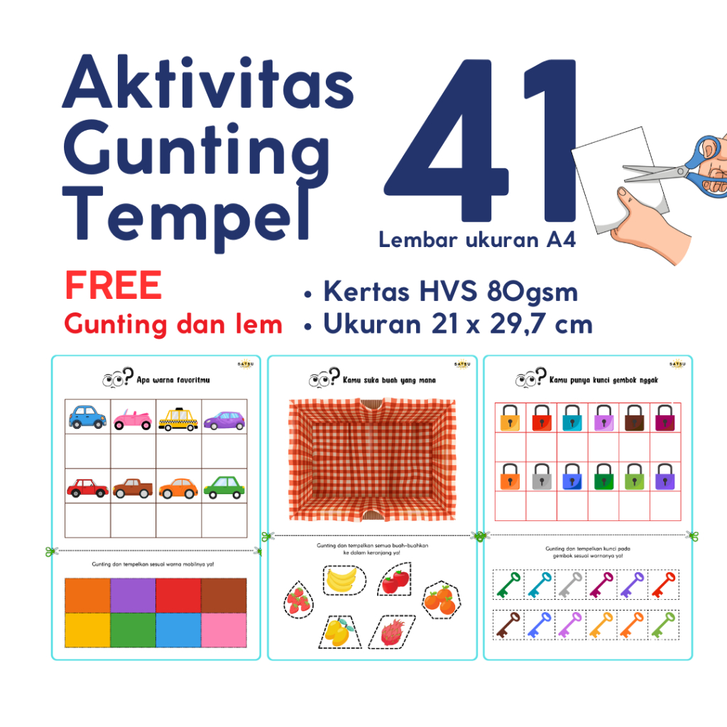 Jual 41 Lembar Aktivitas Gunting Tempel / Worksheet Gunting Tempel Anak ...