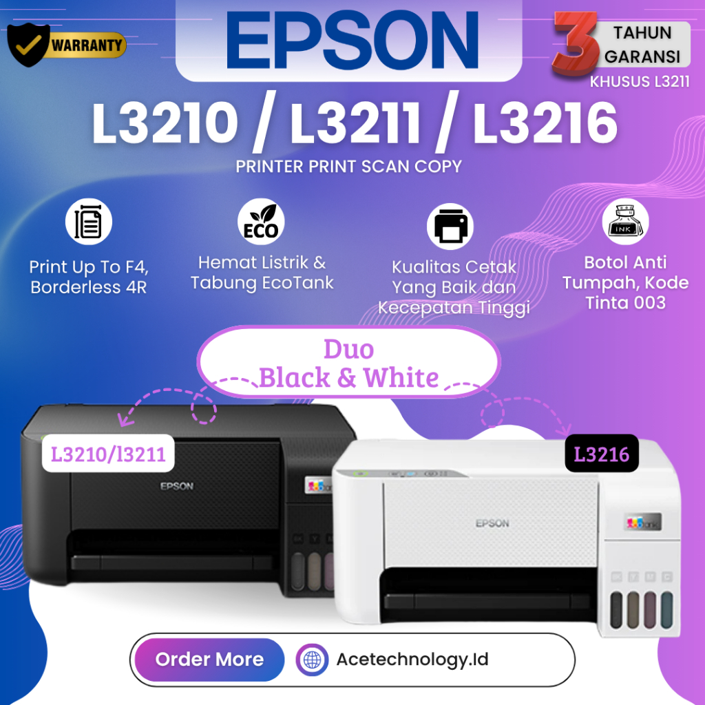 Jual Printer Epson L3210 L3211 L3216 All In One Ink Tank (Print Scan ...
