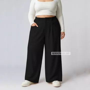 Celana ELENA Kulot Wanita High Waist Jumbo Bahan Semiwol – Loose Pants Korea Casual Formal Anti