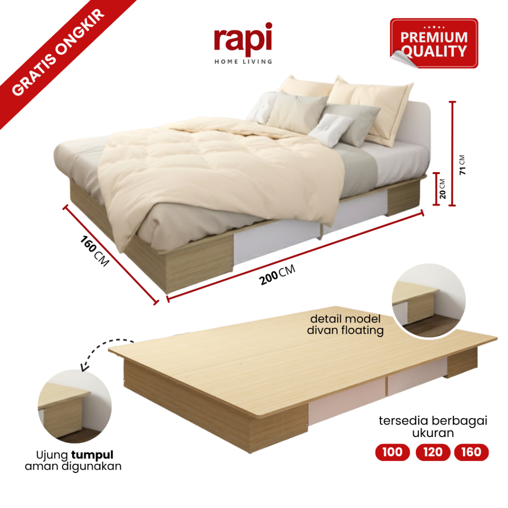 Jual RAPI - CAMILLE BD160 Dipan / Ranjang / Tempat Tidur dengan Laci ...