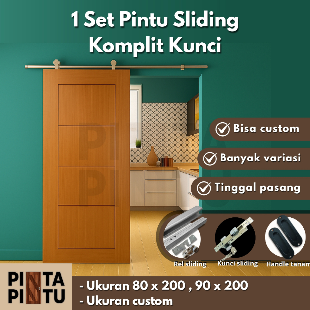 Jual pintu sliding satu set komplit kunci | pintu geser | pintu rumah ...