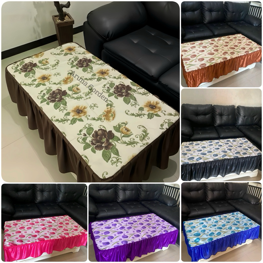 Jual Taplak Meja Tamu Bunga Tulip dan Floral - Taplak Meja Rumbai Ruang ...