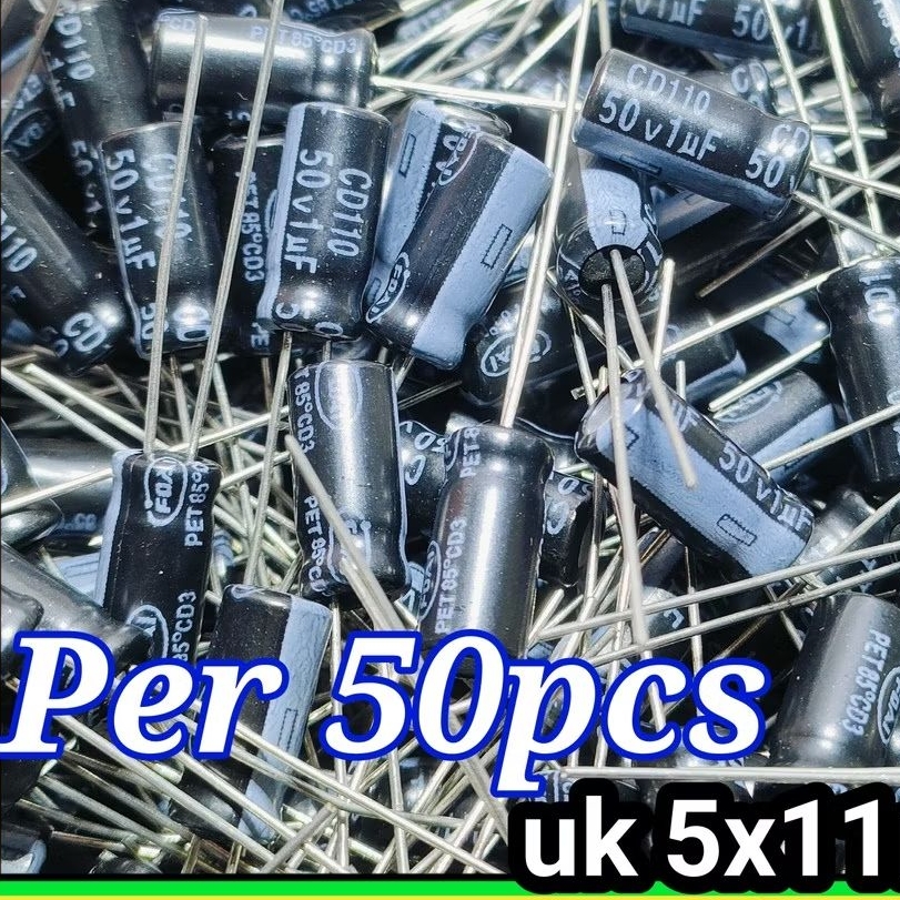 Mini-Elko, radial, 1µF (1uF) / 50V / 105°C - Jamicon SHR - Menge nach Wunsch