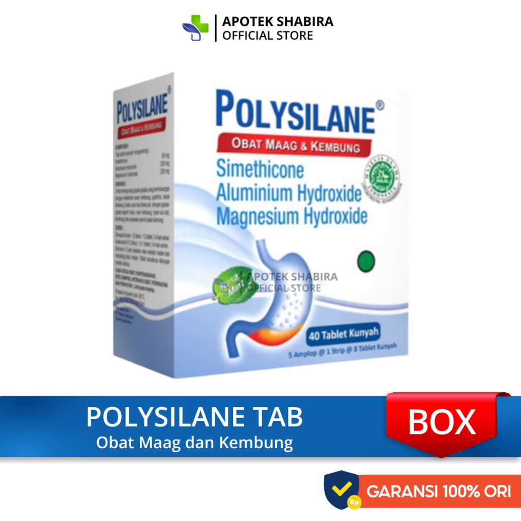 Jual Polysilane Tablet - Box 40 Tab Kunyah Obat Maag Gastritis Asam ...