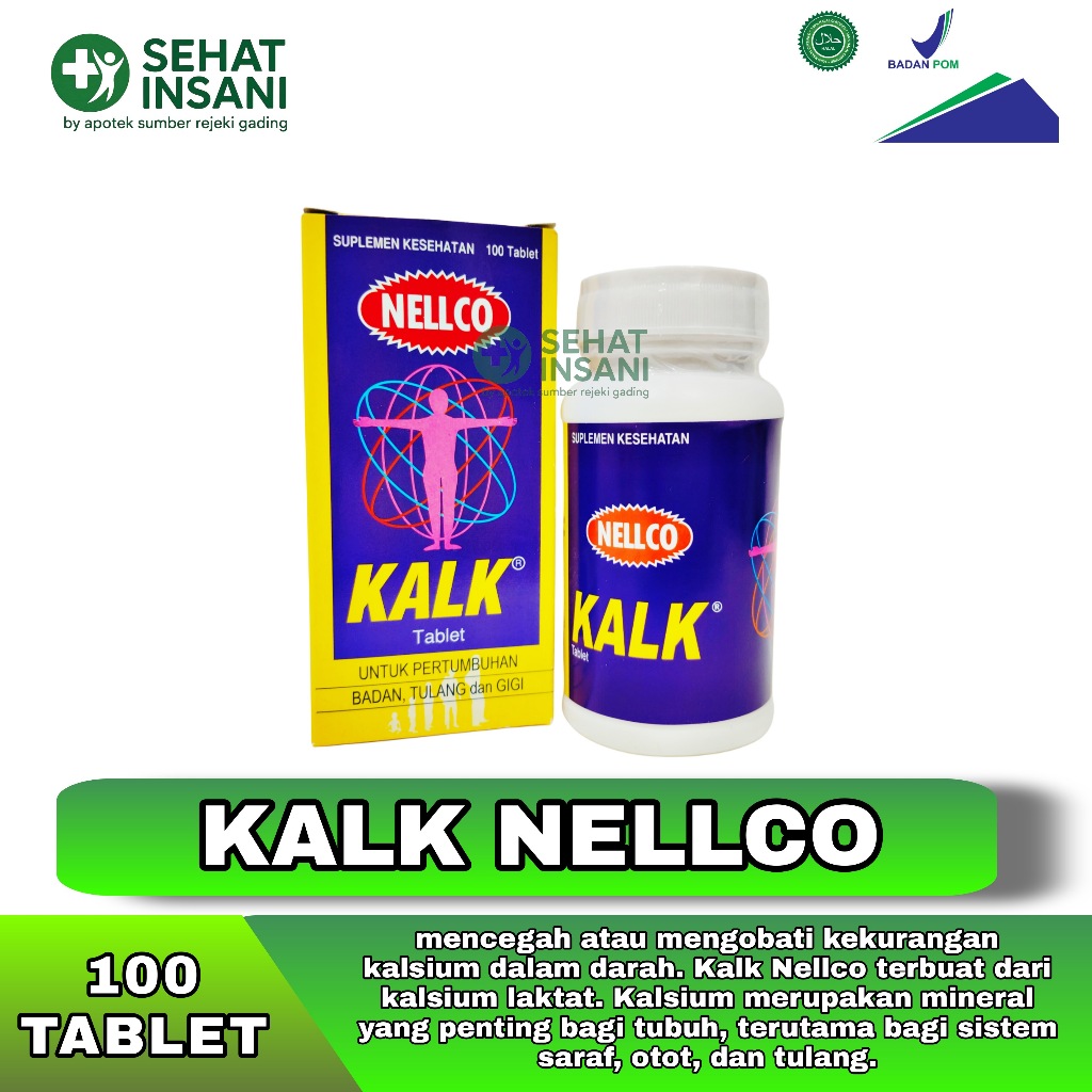 Jual Nellco Kalk 100 Tablet - Obat Suplemen Pertumbuhan Badan, Tulang ...