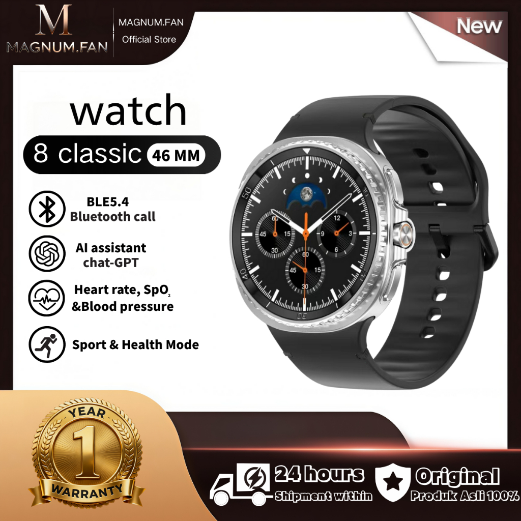 Jual [NEW LAUNCHING] MAGNUM FAN Smart watch 8 Classic 46mm Bluetooth ...
