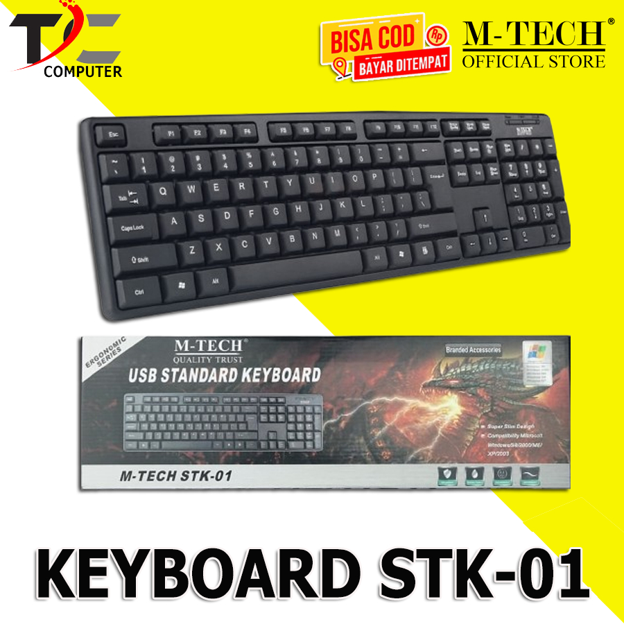 Jual Keyboard M-Tech Ergonomic Series STK-01 USB Standard Gaming Black ...