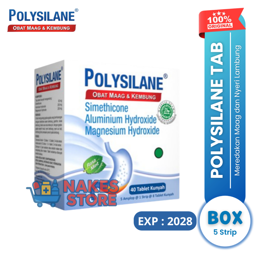 Jual OFFICIAL STORE - Polysilane Box 40 Tablet Kunyah Obat Maag ...
