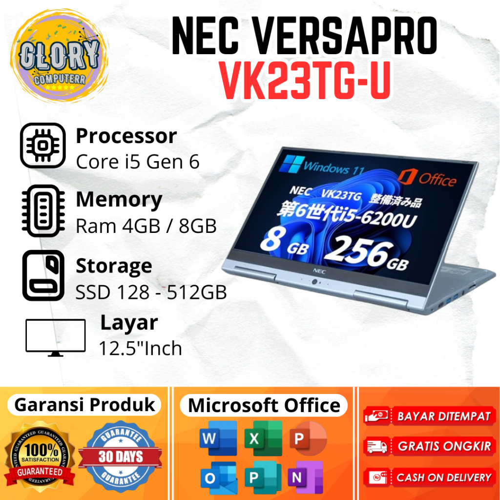 Jual NEC Versapro VK23TG-U Core i5 Gen 6 Ram 4GB / 8GB SSD 128GB