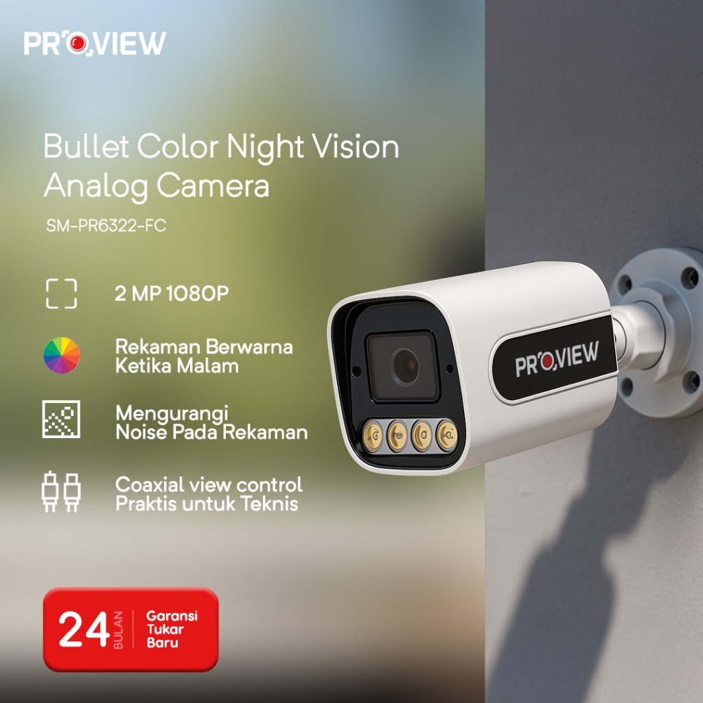 Jual PROVIEW SM-PR6322-FC 2MP Bullet Color Night Vision Analog camera ...