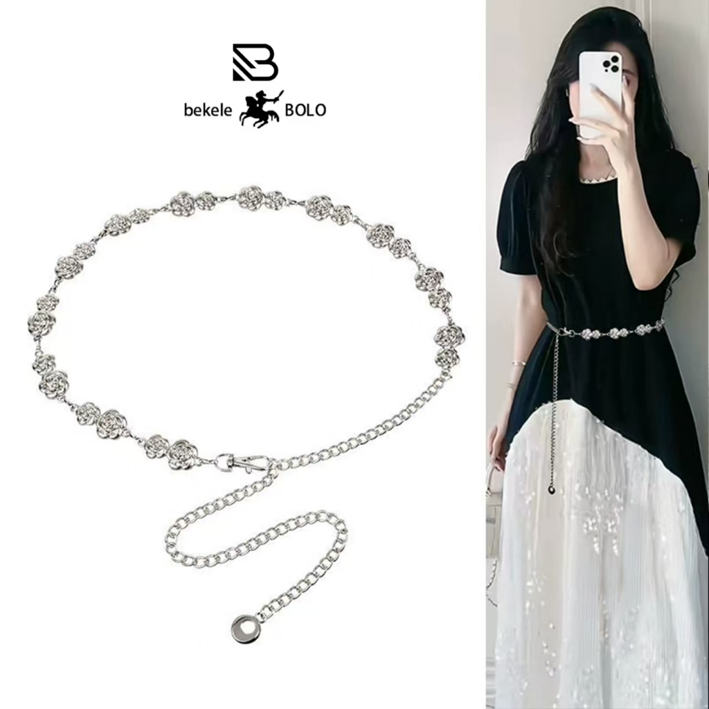 Jual BekeleBOLO - 484 Ikat Pinggang Logam Belt Rantai Model Bunga Mawar ...