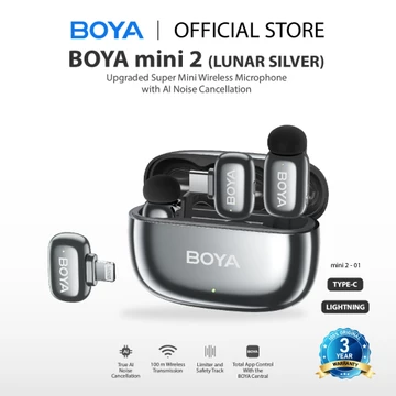 BOYA Mini Mikrofon Klip Nirkabel 2.4GHz Ultra Mini Wireless Microphone Dengan Fitur AI Pengubah