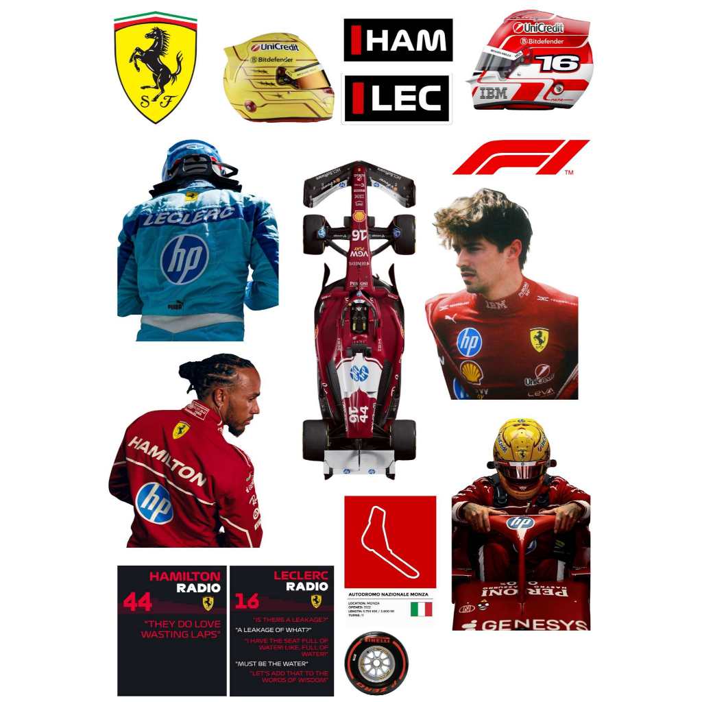Jual F1 Team Sticker Pack A5 Scuderia Ferrari Team Racing Lewis ...