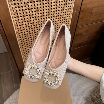 Meirong Sepatu Flat Shoes Maroon Pentopel Kerja Wanita Flat Shoes Lucu Aesthetic Korean Style