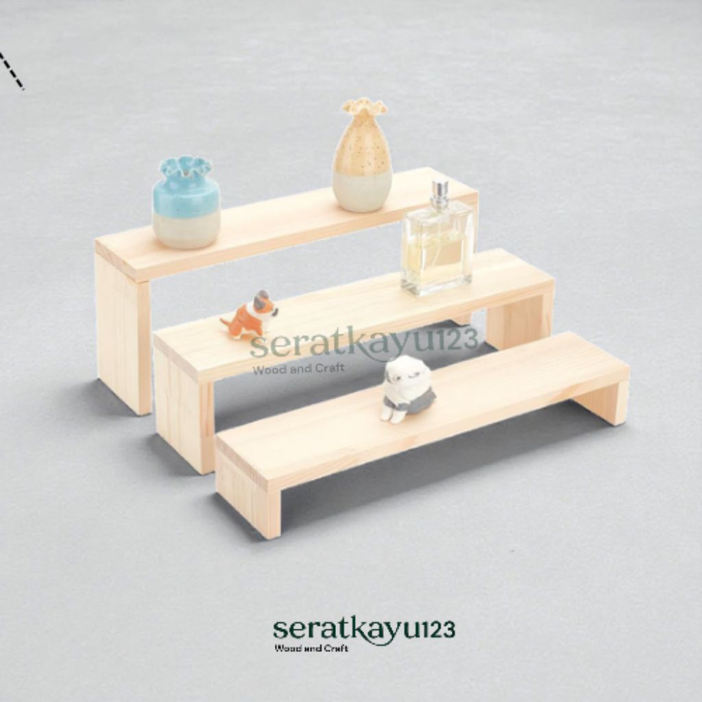 Jual Rak Display Rak 3 Susun 40 cm / Pajang Produk Rak Tangga Kayu ...
