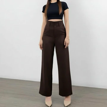 Diora Highwaist Pants Celana Kulot Straight Cut Formal Loose Pants Panjang Wanita Anti Kusut