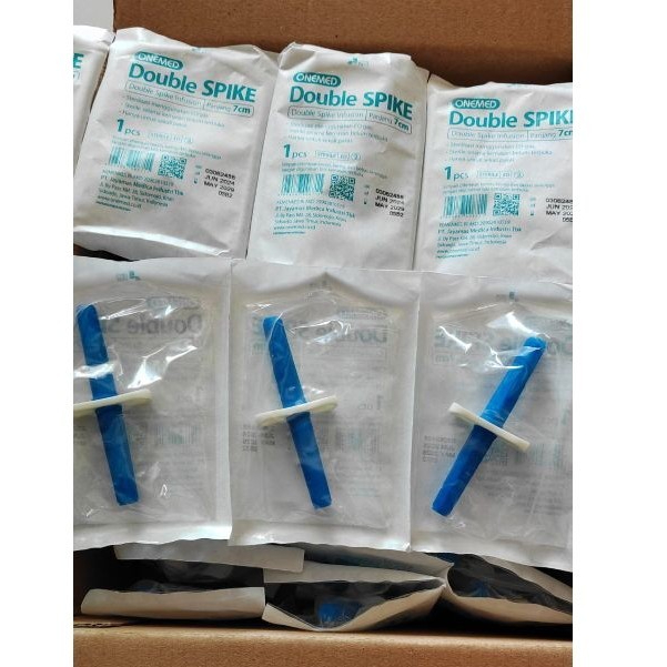 Jual ONEMED Double Spike Infusion Alat Penusuk Cairan Botol Infus 7cm ...
