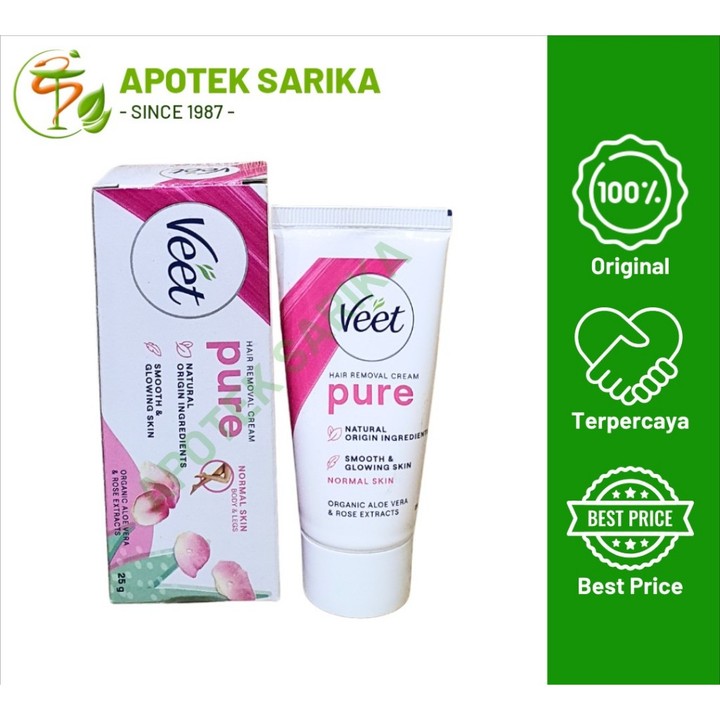 Veet Hair Removal Cream 25gr Pure Krim Penghilang Bulu Formula Baru Normal Skin 