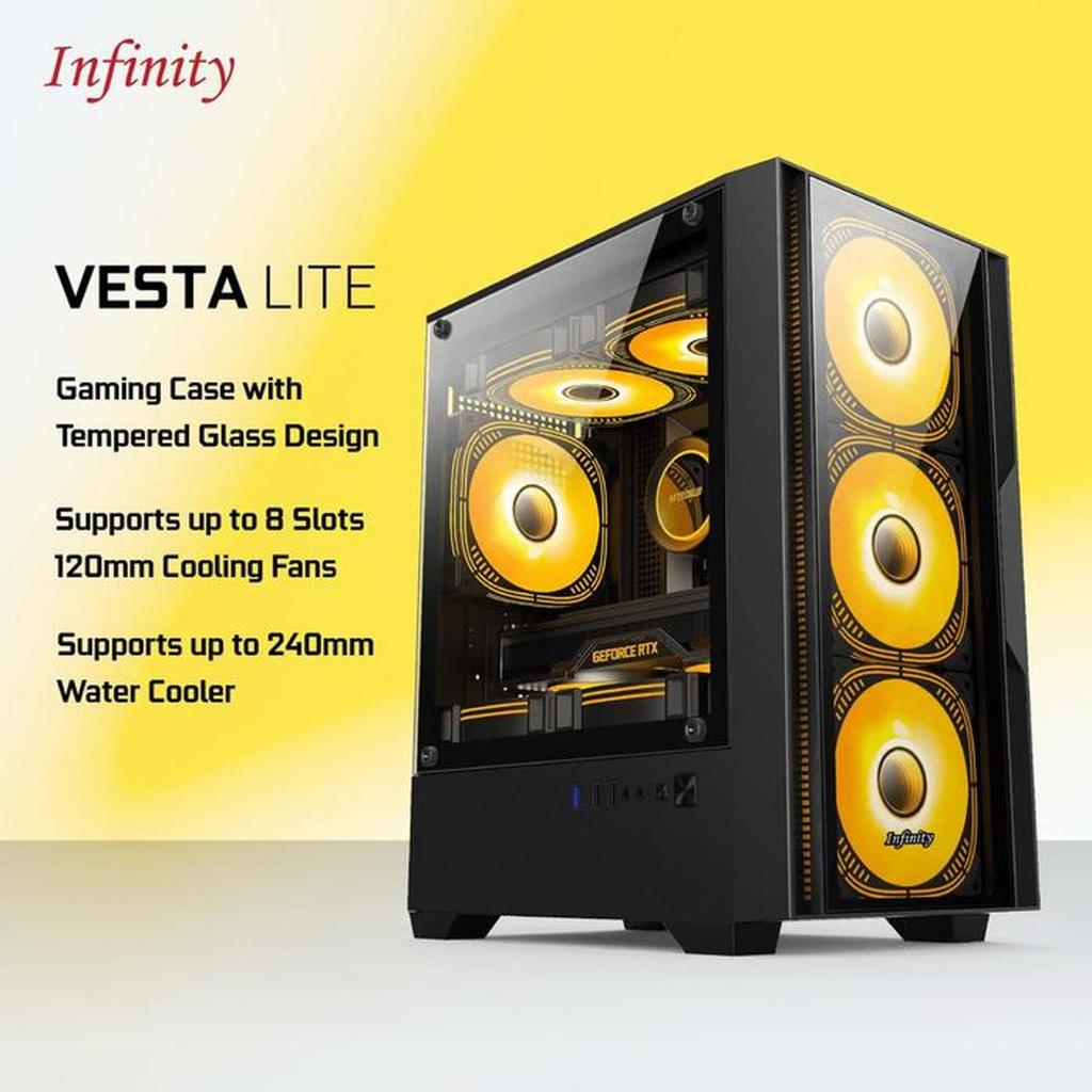 Jual Infinity Vesta Lite Free 3x RGB Fan | CPU Casing Gaming Micro ATX ...