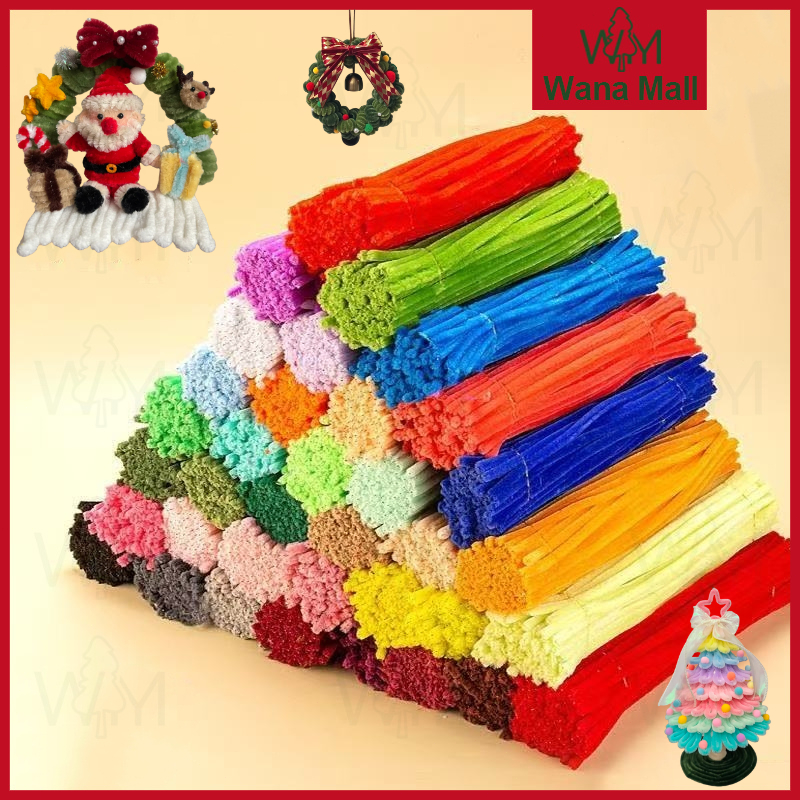 100 Pcs Pipe Cleaner Kawat Bulu 30cm/ Bahan Kraf DIY Manua/ Anak & Dewasa / Bendung / Mudah Hadiah Natal Buatan Sendiri
